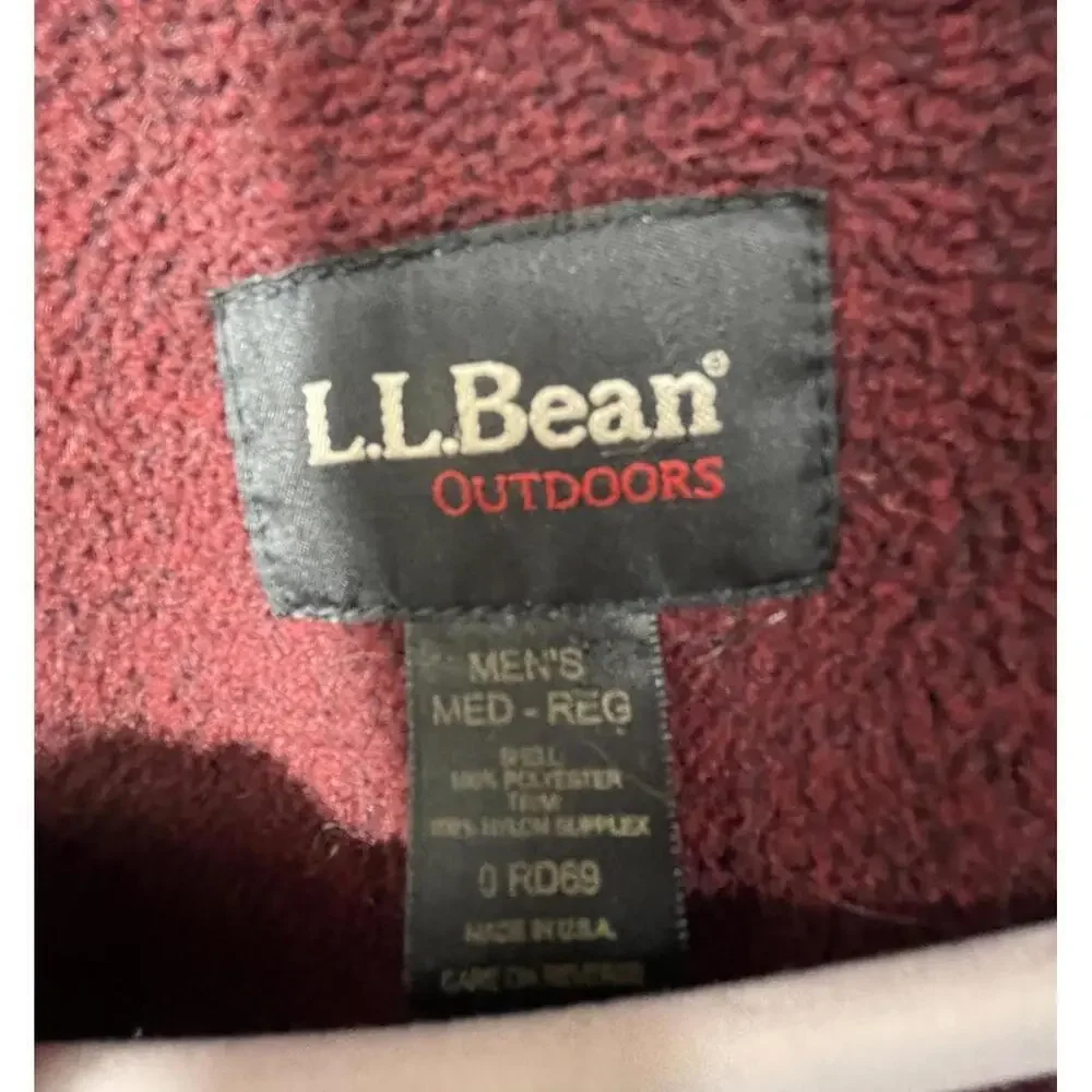 Vintage LL Bean Outdoor Fleece Jacket Men's M Full Zip Red Waffle Made in USA